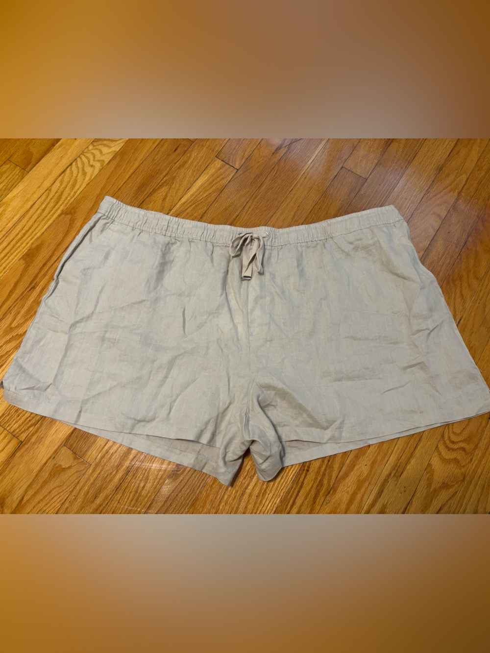 Mango Beige Linen-Blend Women's Flat Front Shorts